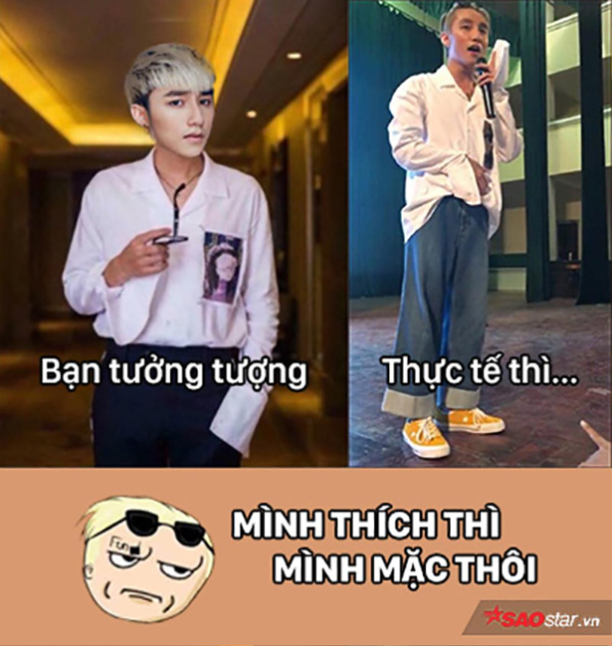 Câu nói "Mình thích thì mình mặc thôi" của Sơn Tùng M-TP cũng được các "thánh chế" chia sẻ chóng mặt trên mạng xã hội. Thậm chí, nữ ca sĩ Hồ Ngọc Hà còn cho ra hẳn ca khúc có tên "Mình thích thì mình yêu thôi".