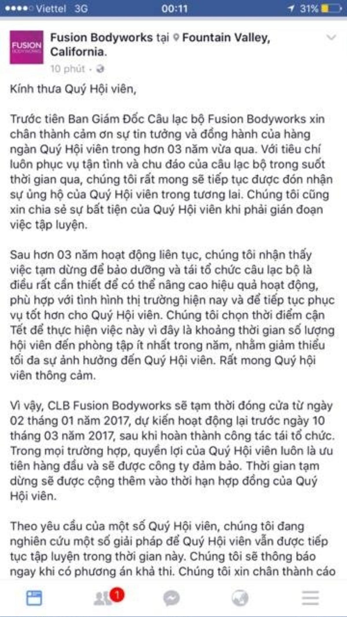 Chồng hoa hậu Jennifer Phạm lên tiếng về việc đóng cửa phòng tập Fusion Bodyworks Ảnh 1