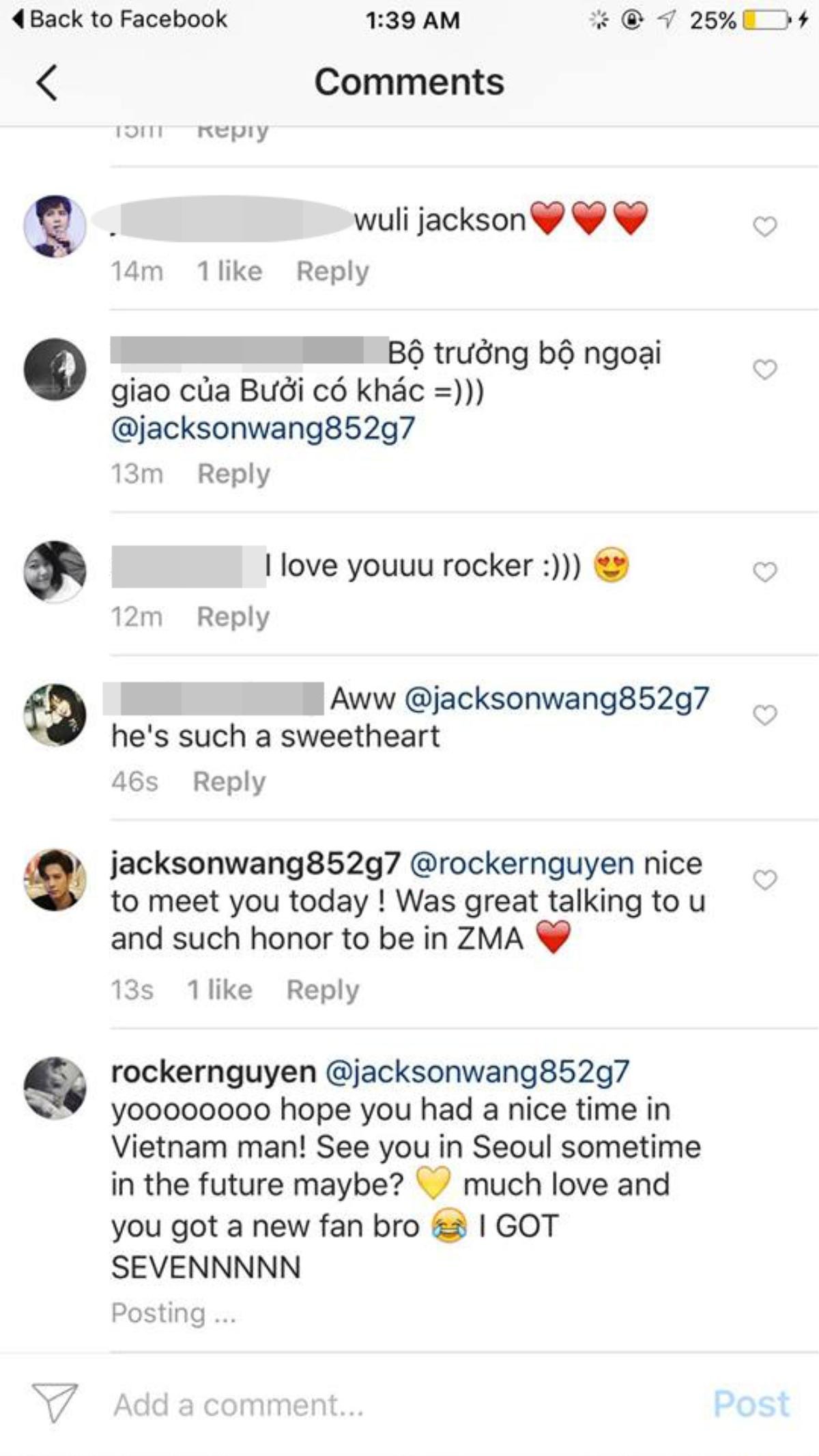 Jackson (GOT7) nói tiếng Việt siêu dễ thương, chủ động 'follow' Instagram Rocker Nguyễn Ảnh 5