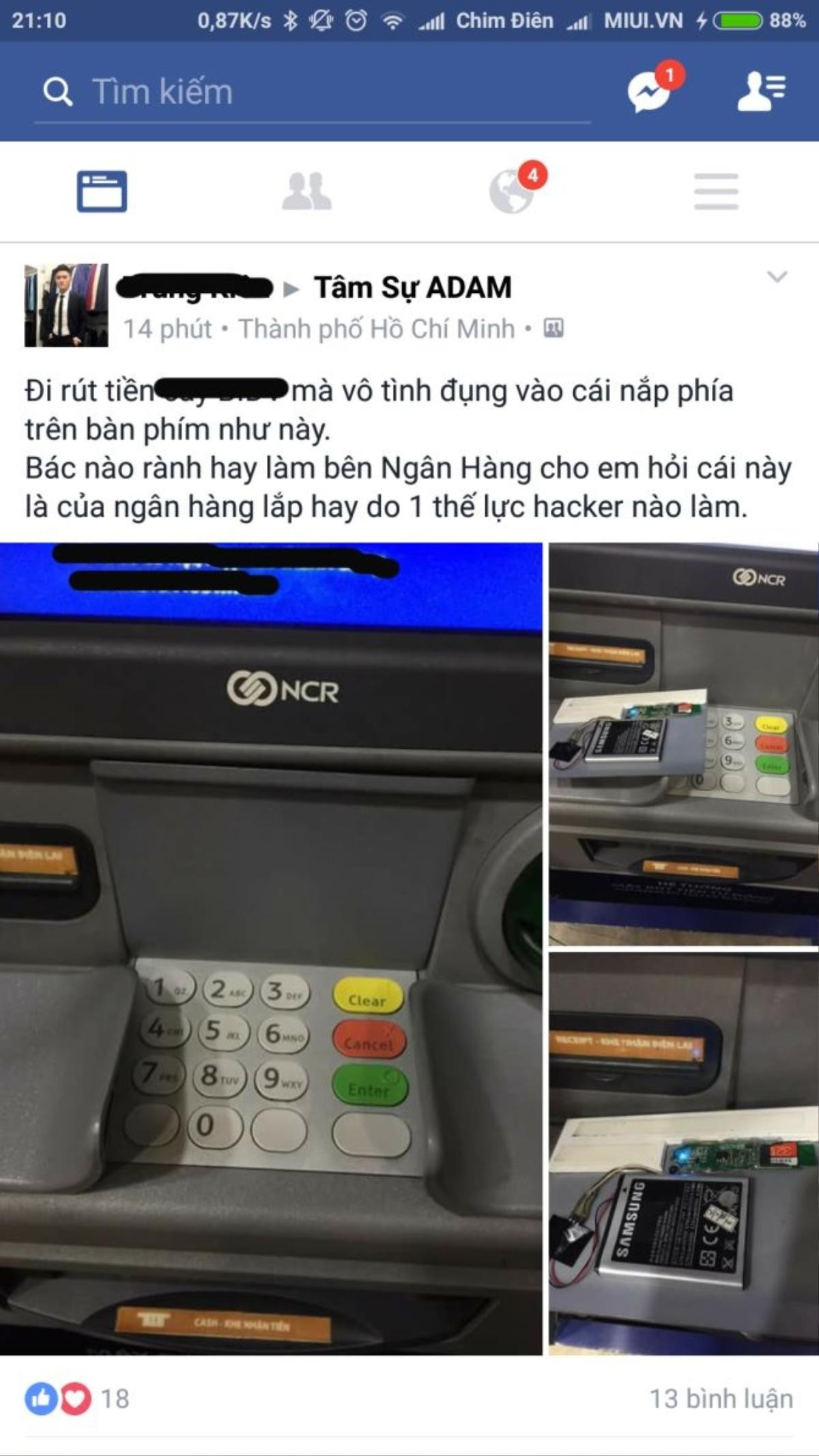 Phát hiện thiết bị lạ được gắn tại trạm ATM Ảnh 1