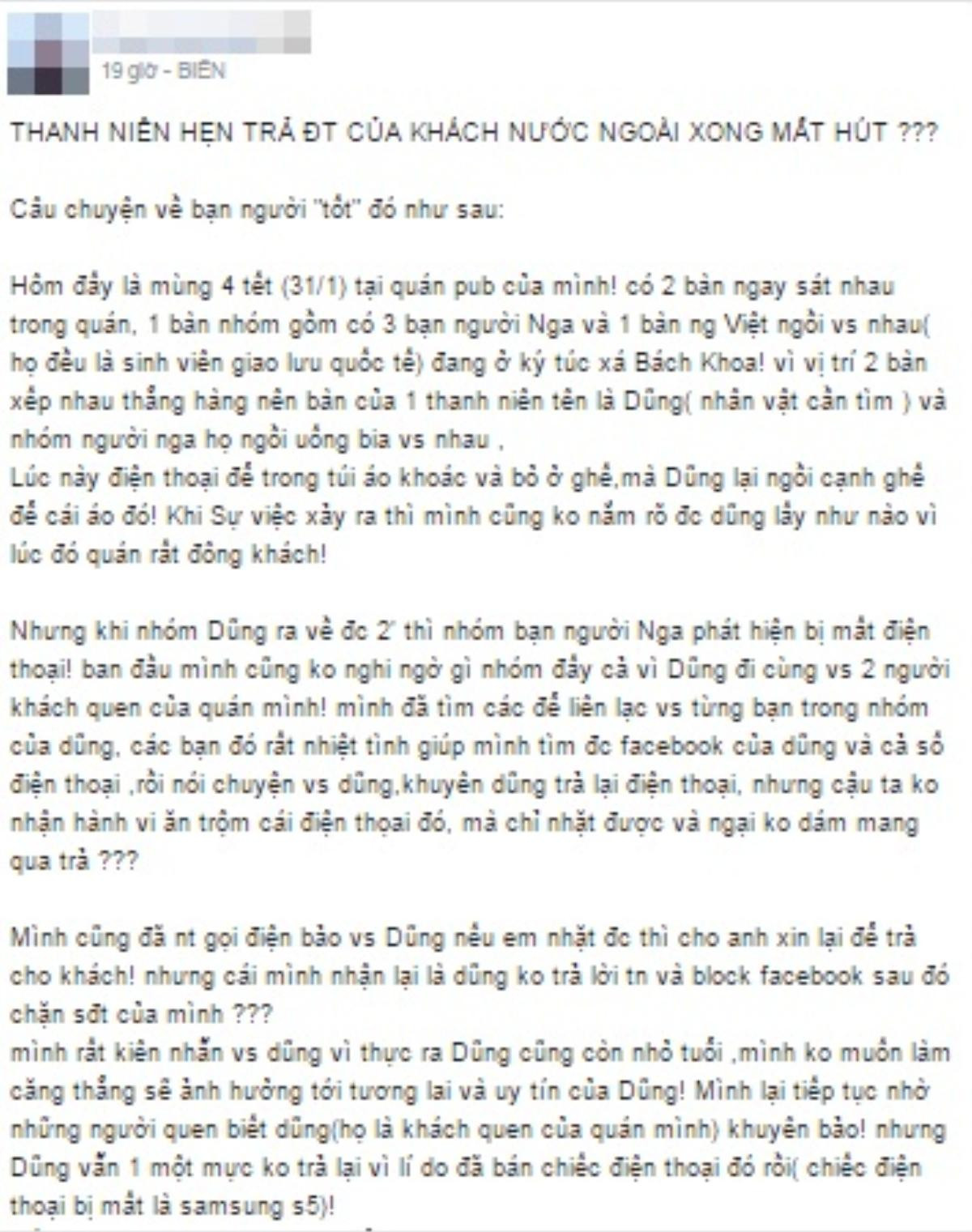 Thanh niên 'cool ngầu' nhặt được điện thoại của khách nước ngoài tuyên bố không trả lại vì sợ mất mặt Ảnh 1