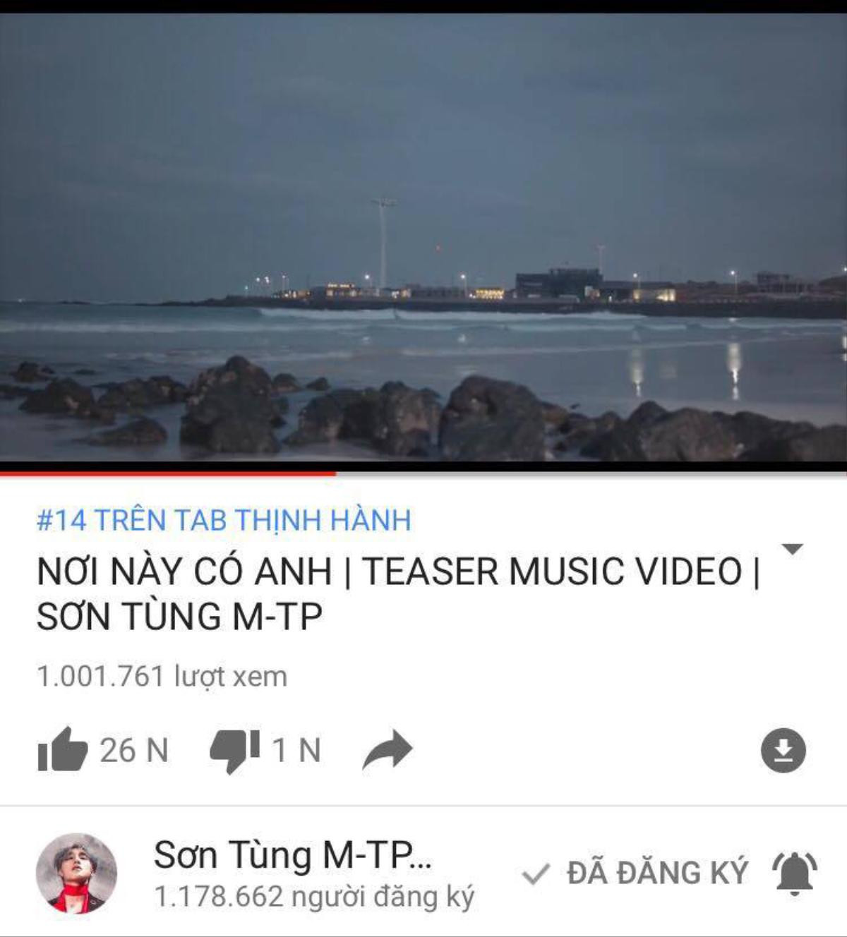 Chỉ 1 ngày ra mắt, 'Nơi này có anh' - Sơn Tùng trở thành teaser triệu view đầu tiên của Vpop Ảnh 1