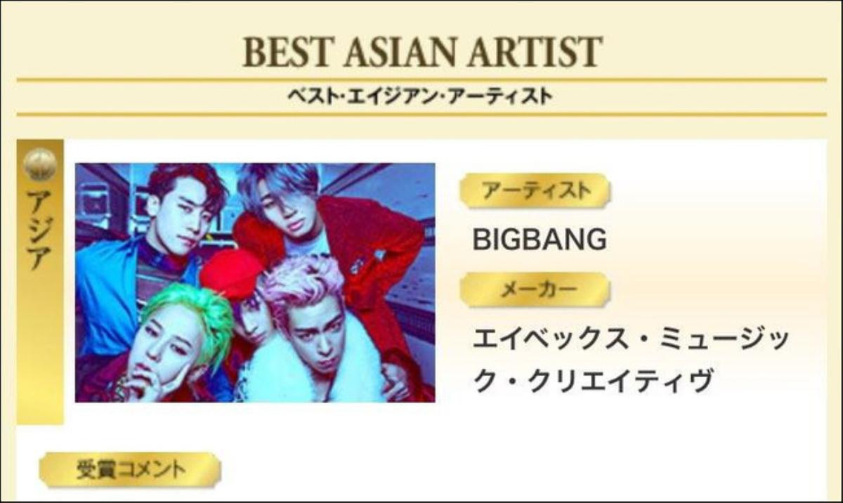 Không tham dự sự kiện, BigBang vẫn ẵm trọn 5 giải tại Japan Golden Disc Awards 2017 Ảnh 1