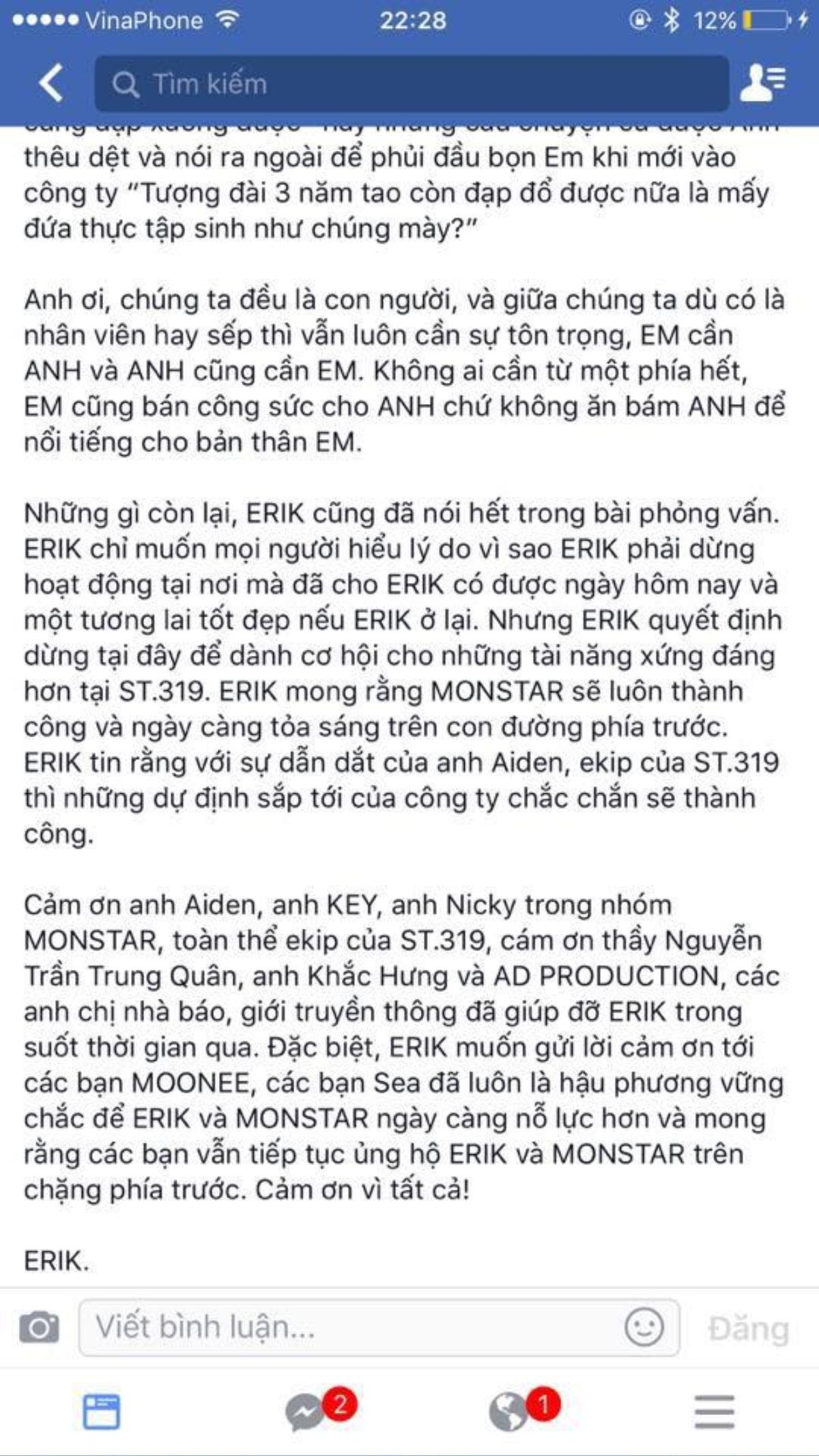 Erik tiếp tục đáp trả Aiden, chuyện ồn ào rời nhóm đến bao giờ có hồi kết? Ảnh 6