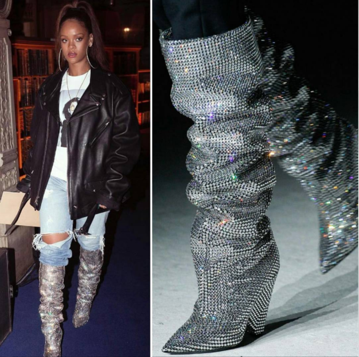 Mới 'lên sàn' được mấy ngày, đôi boots siêu phẩm của Saint Laurent đã khiến Rihanna mê mẩn! Ảnh 2