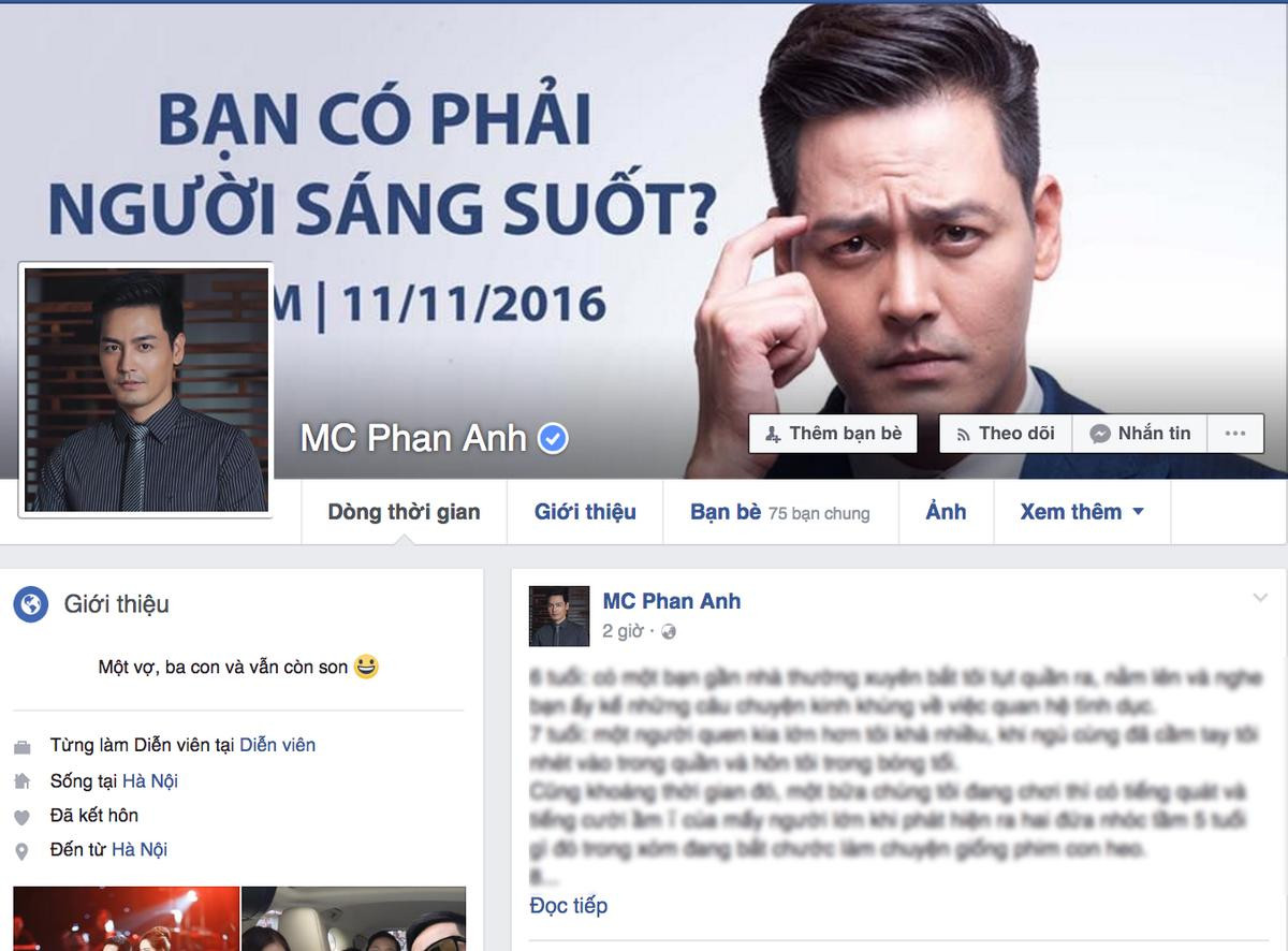 MC Phan Anh bất ngờ chia sẻ quá khứ 8 tuổi ám ảnh: 'Chính tôi đã từng lạm dụng tình dục người khác' Ảnh 1