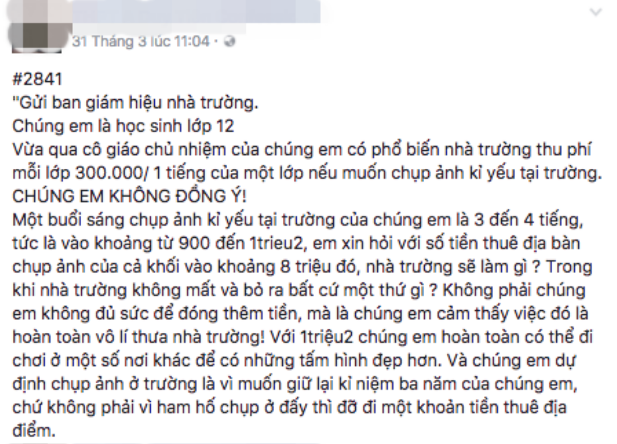 Hà Nam: Chụp ảnh kỷ yếu trong trường, học sinh bức xúc tố nhà trường thu tiền phí? Ảnh 2