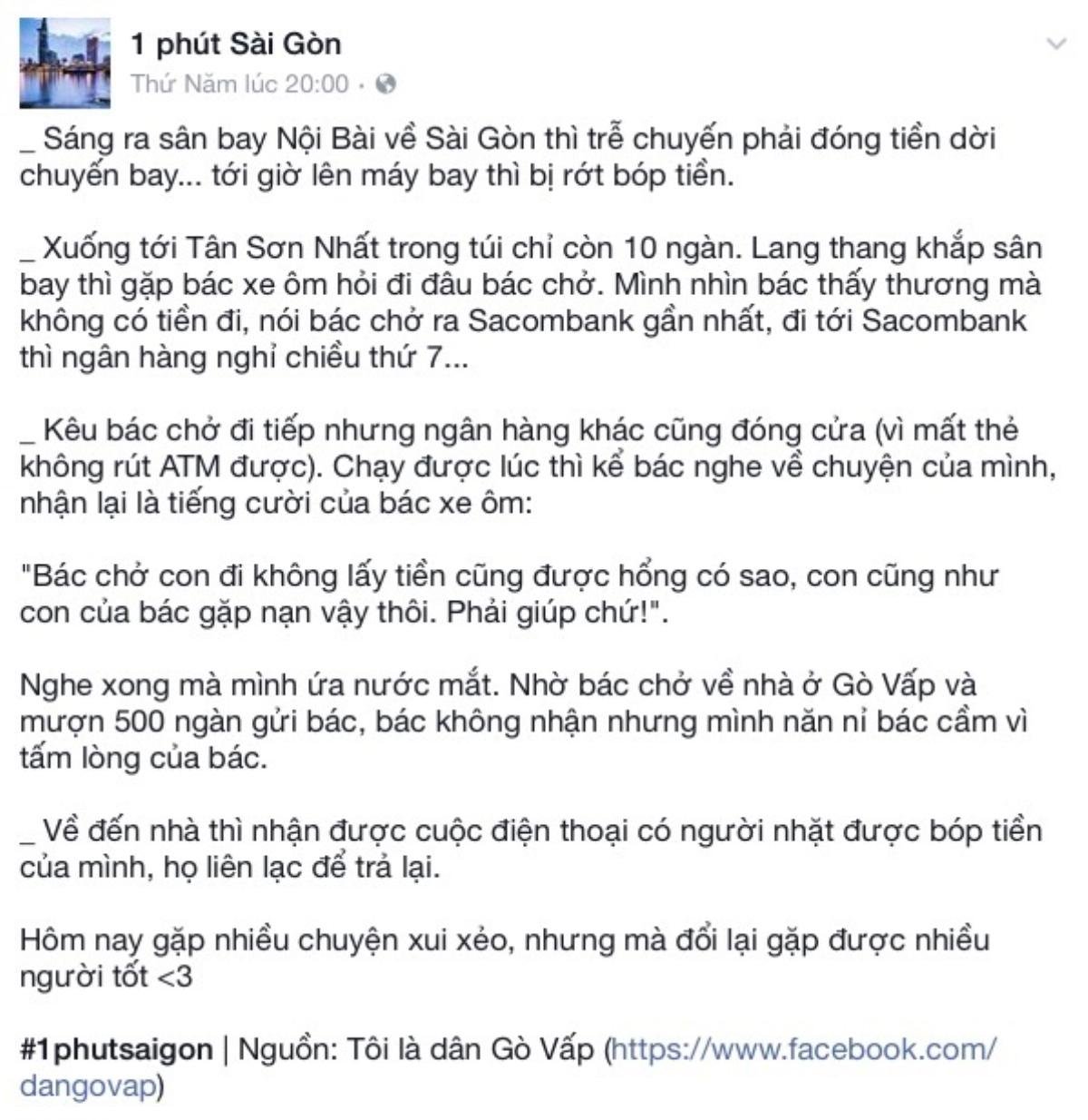 Câu chuyện cảm động của bác xe ôm ở sân bay: 'Thấy người gặp nạn phải giúp thôi' Ảnh 1