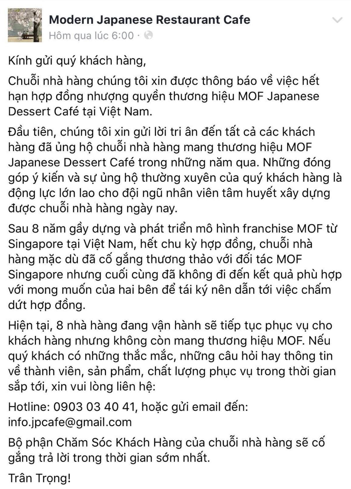 'Huyền thoại' quán Nhật MOF chính thức đổi tên do thất bại trong đàm phán nhượng quyền thương hiệu Ảnh 1