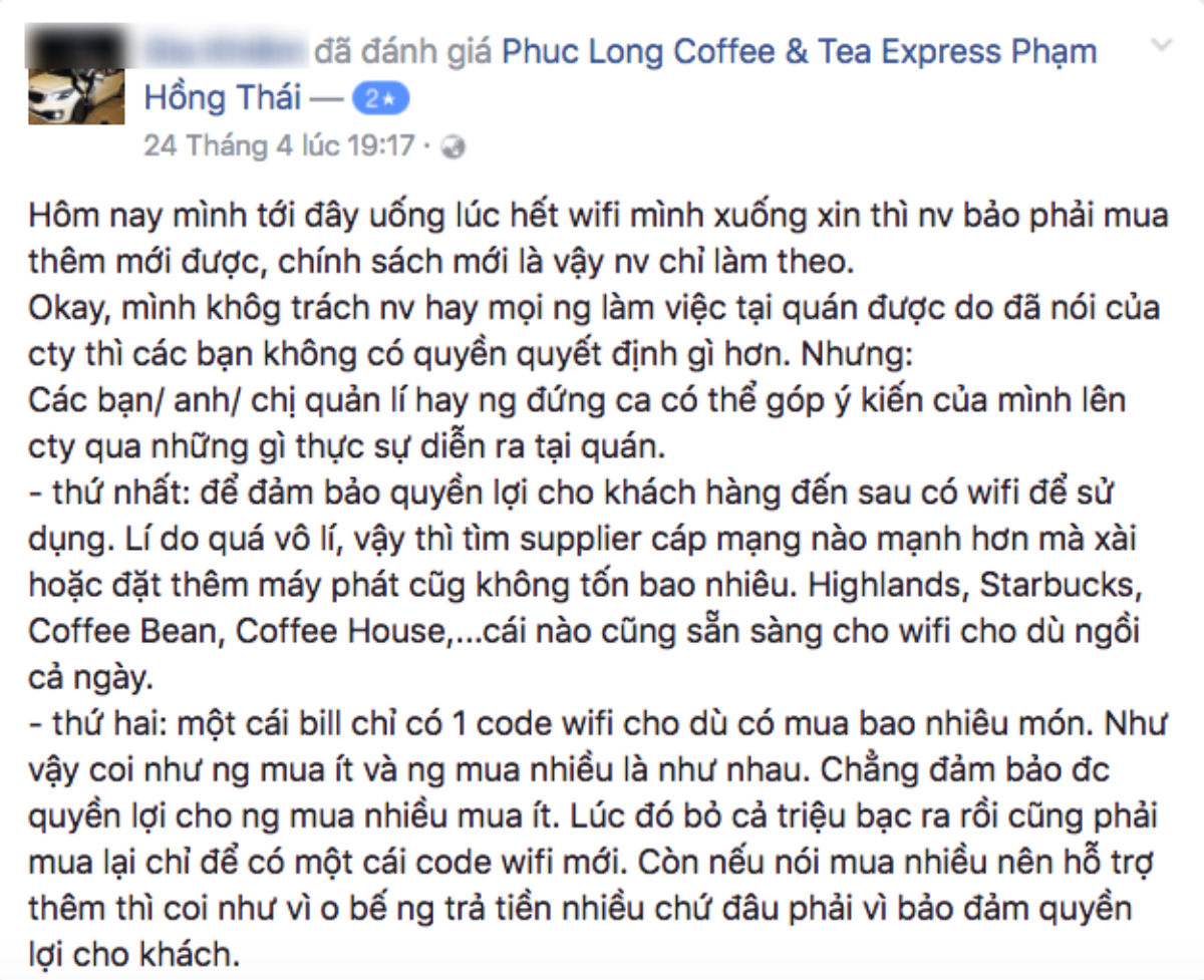 Quản lý trà sữa Phúc Long lên tiếng: 'Ngồi 11 tiếng vẫn đòi dùng wifi miễn phí là thiếu công bằng với khách đến sau' Ảnh 1