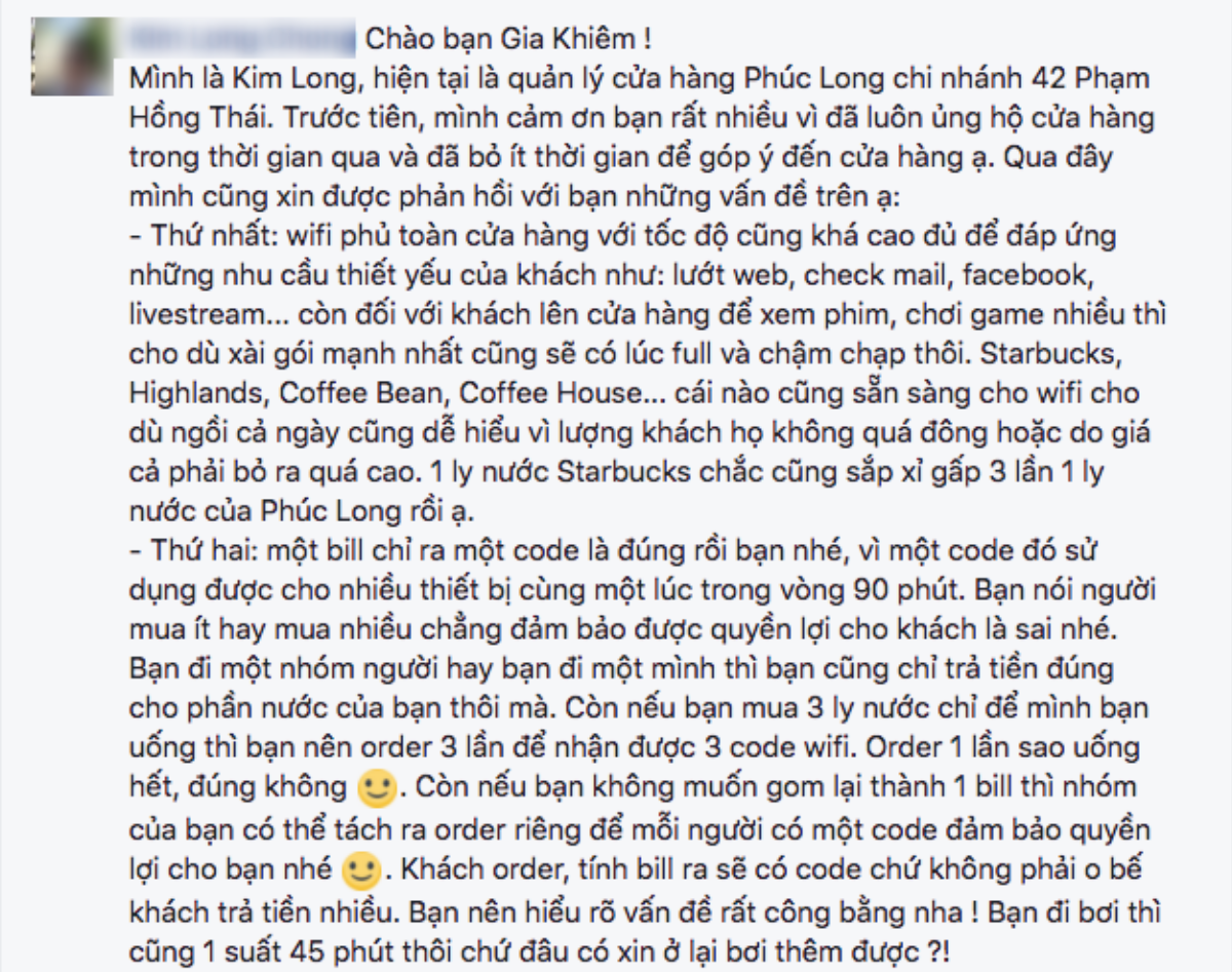 Quản lý trà sữa Phúc Long lên tiếng: 'Ngồi 11 tiếng vẫn đòi dùng wifi miễn phí là thiếu công bằng với khách đến sau' Ảnh 2
