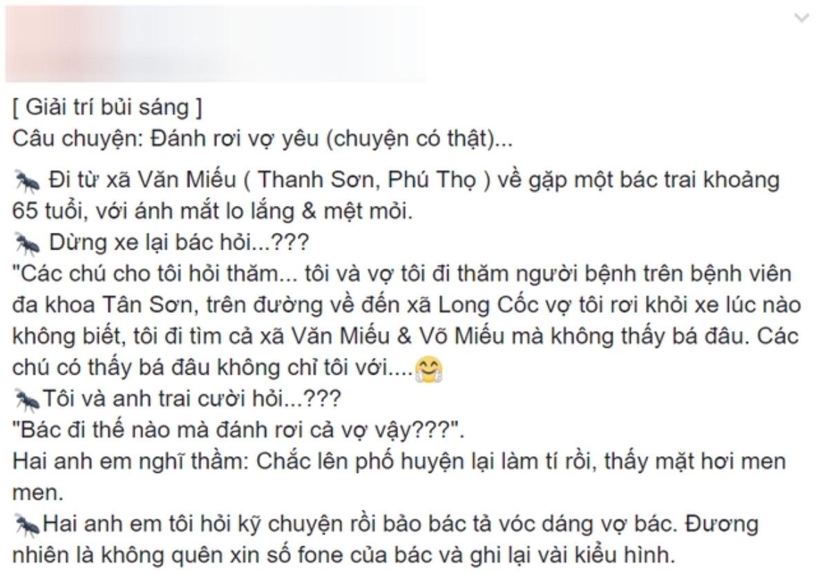 Câu chuyện đáng yêu nhất ngày hôm nay: Ông chú chở vợ đi chơi, đánh rơi vợ giữa đường và cái kết bất ngờ Ảnh 1