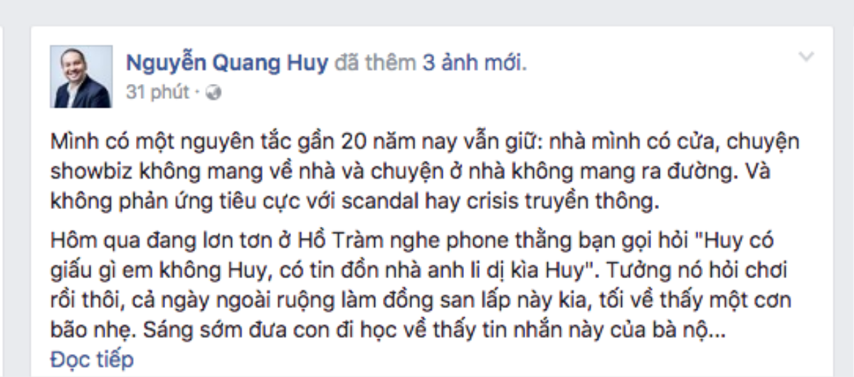 Sau Phạm Quỳnh Anh, đến lượt đạo diễn Quang Huy lên tiếng trước tin đồn đổ vỡ hôn nhân Ảnh 3