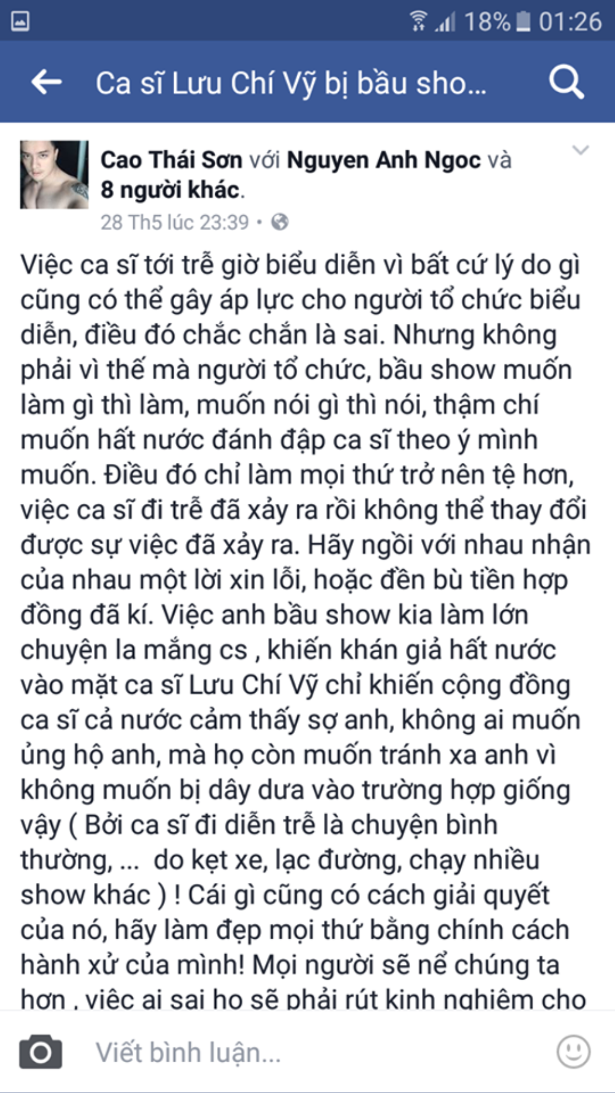 Hương Tràm và nhiều ca sĩ, bầu sô lên tiếng bênh vực Lưu Chí Vỹ vụ 'đi trễ' Ảnh 2