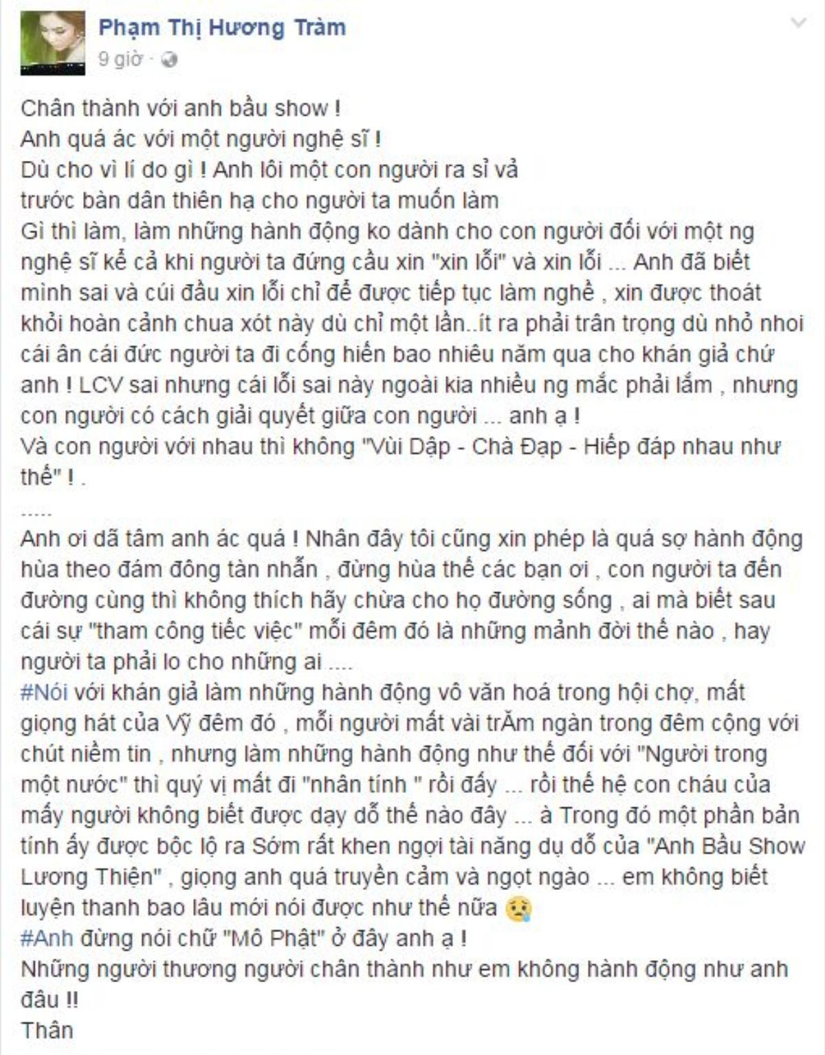 Hương Tràm và nhiều ca sĩ, bầu sô lên tiếng bênh vực Lưu Chí Vỹ vụ 'đi trễ' Ảnh 1