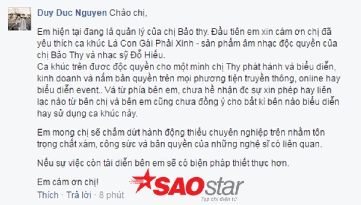 Bảo Thy lên tiếng khi hit bị 'hát chùa': 'Buồn vì mối quan hệ với Quỳnh Nga luôn tốt đẹp!' Ảnh 3