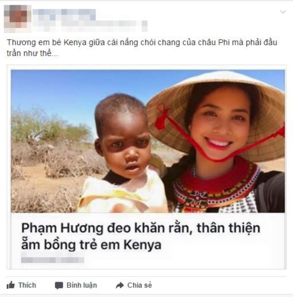 Cư dân mạng tranh cãi việc Phạm Hương không nhường nón cho em bé Kenya Ảnh 1