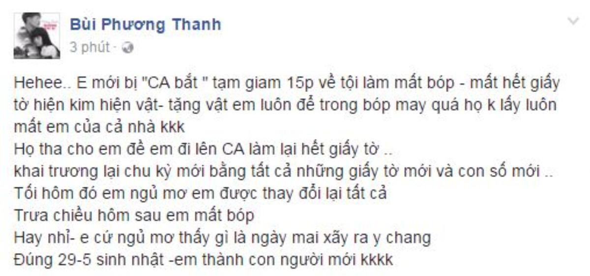 Phương Thanh bị mất hết giấy tờ vào ngày sinh nhật Ảnh 1