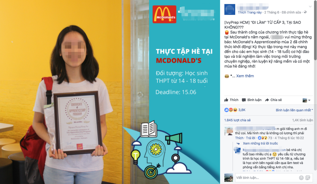 Thực tập hè không lương tại McDonald’s Việt Nam gây tranh cãi vì 'bóc lột' sức lao động trẻ vị thành niên Ảnh 1