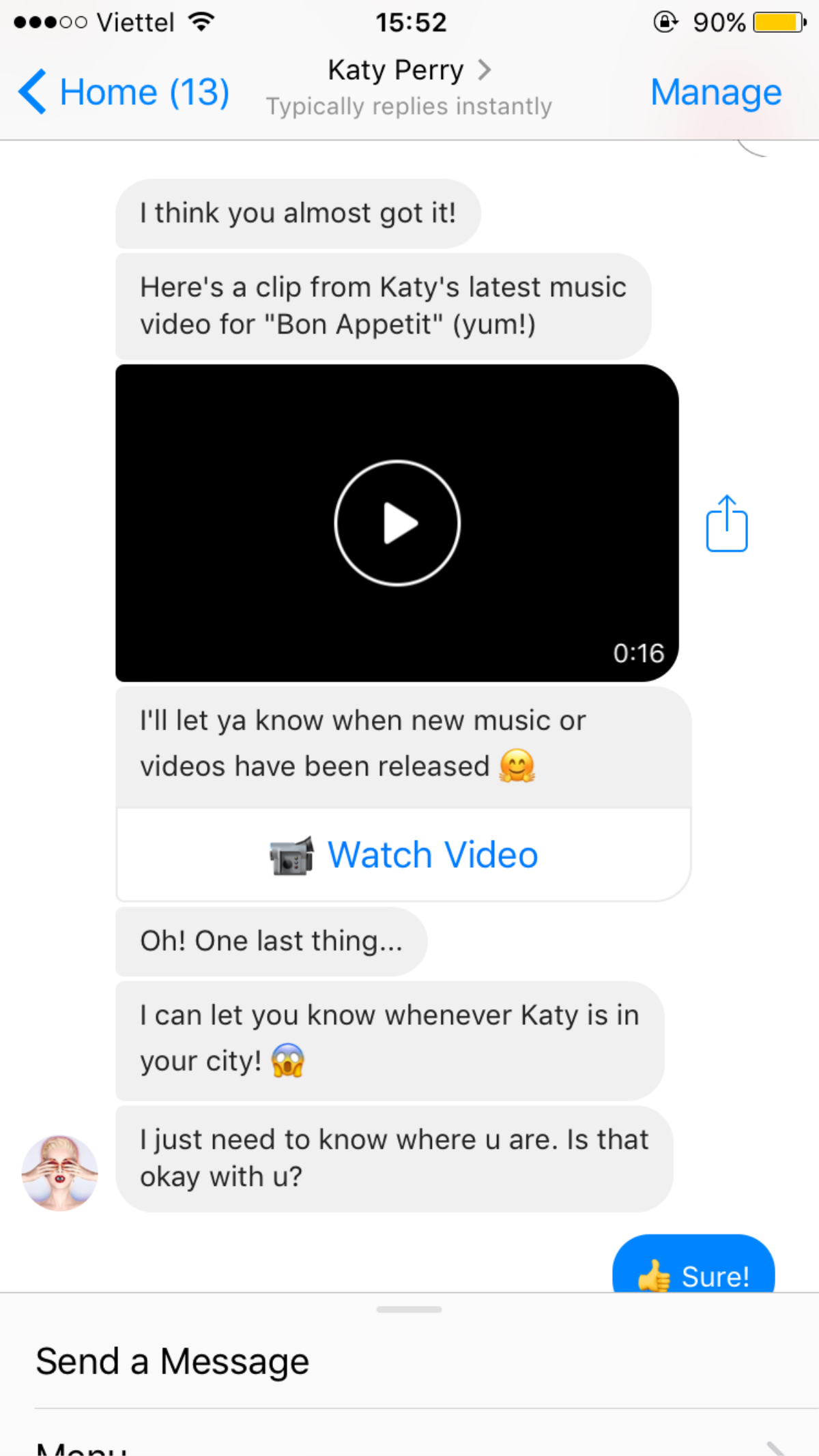 Thật bất ngờ! Nay bạn đã có thể chat trực tiếp với Katy Perry trên facebook rồi đấy Ảnh 2