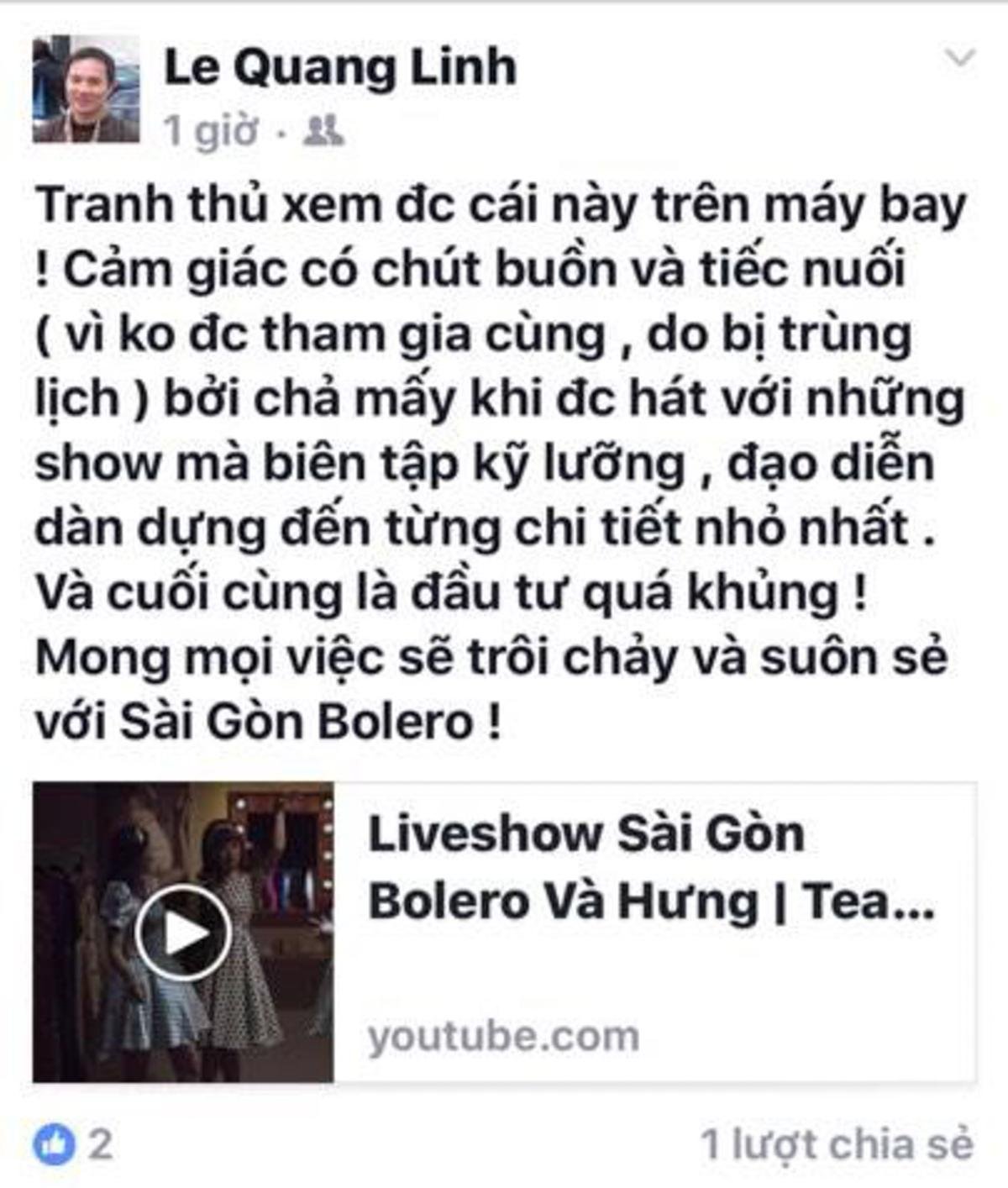 Dàn sao Việt bày tỏ sự ngưỡng mộ trước liveshow bolero của Mr Đàm Ảnh 1