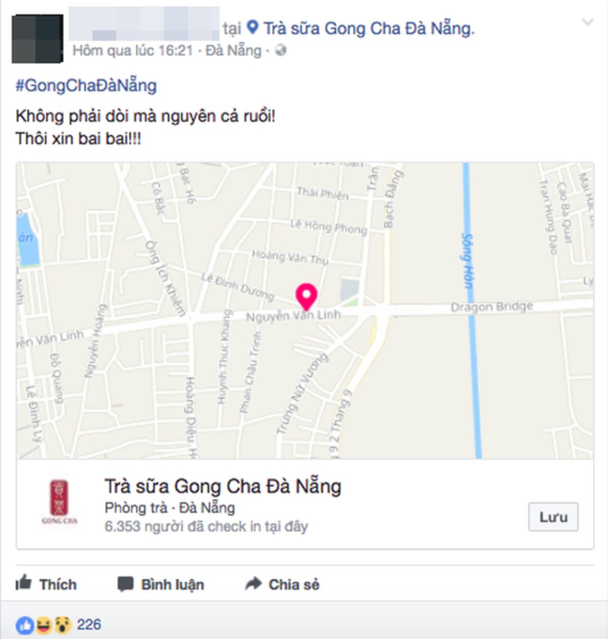 Gong Cha Đà Nẵng xin lỗi khách về trà sữa có ruồi và hứa điều tra Ảnh 1