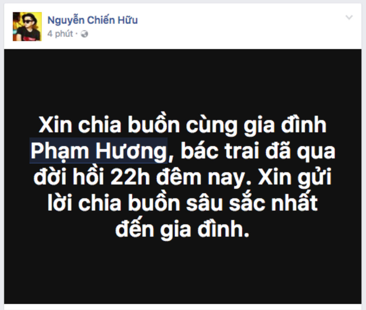 Bố Phạm Hương qua đời sau thời gian dài chống chọi với bệnh tật Ảnh 1