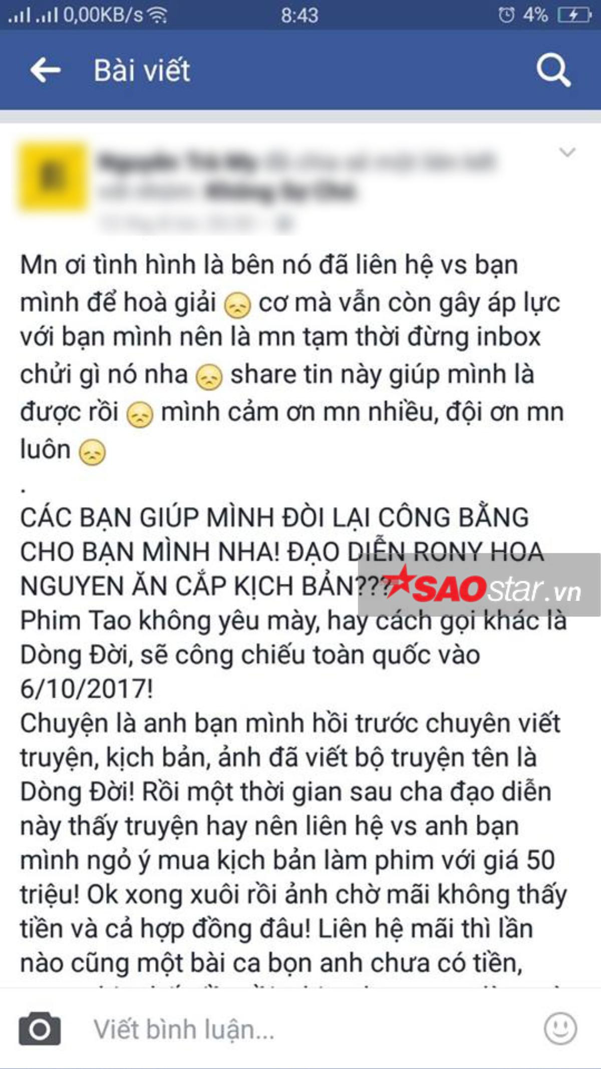 Cư dân mạng xôn xao lời kêu cứu của tác giả kịch bản phim bị 'ăn cắp' Ảnh 11