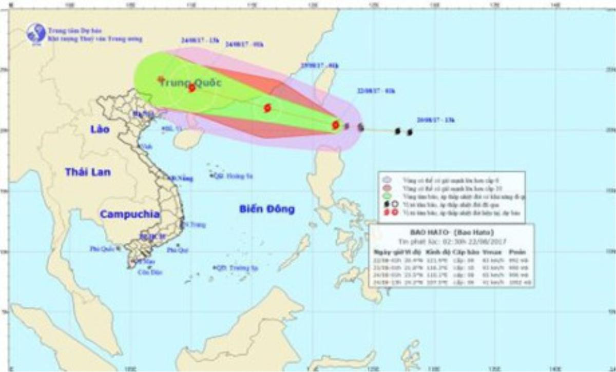 Thời tiết hôm nay (22/8): Bão Hato mạnh cấp 10 gần Biển Đông Ảnh 1