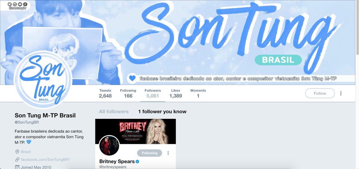 Không thể tin được! Britney Spears theo dõi Twitter của Sơn Tùng tại Brazil Ảnh 1