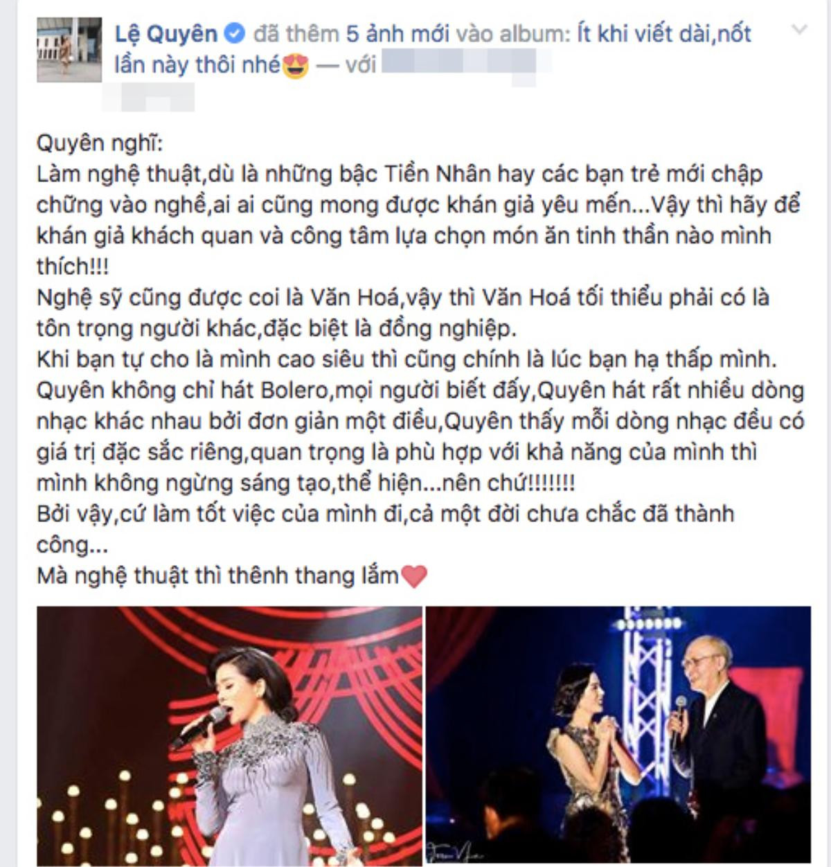 Lệ Quyên 'phản pháo' phát ngôn của Tùng Dương: 'Khi bạn tự cho là mình cao siêu thì cũng chính là lúc bạn hạ thấp bản thân' Ảnh 4