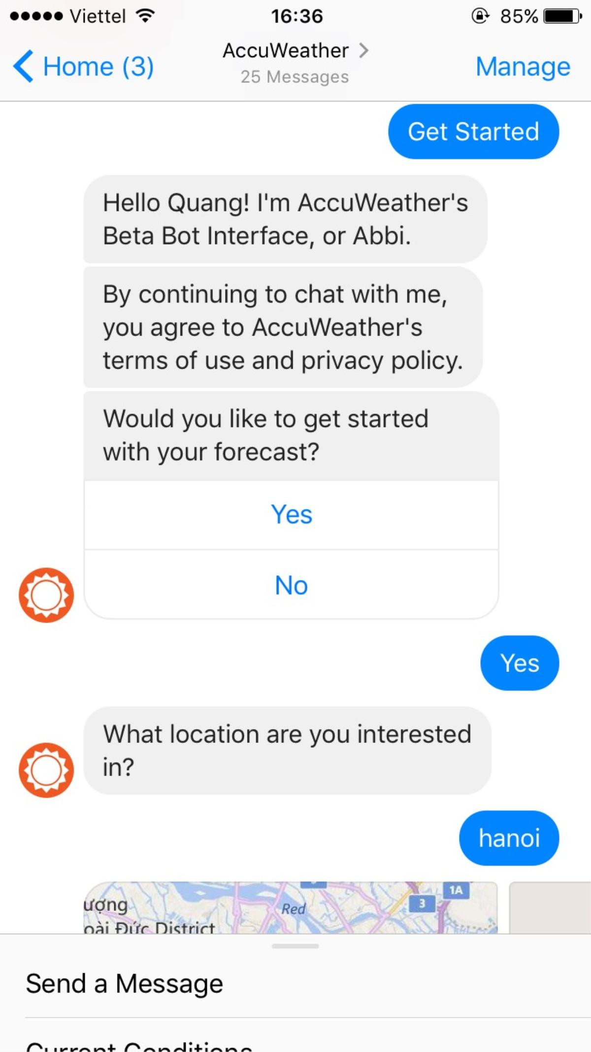 Vừa nhắn Messenger, vừa nghe trò chuyện dự báo thời tiết với chatbot AccuWeather siêu dễ gần Ảnh 2