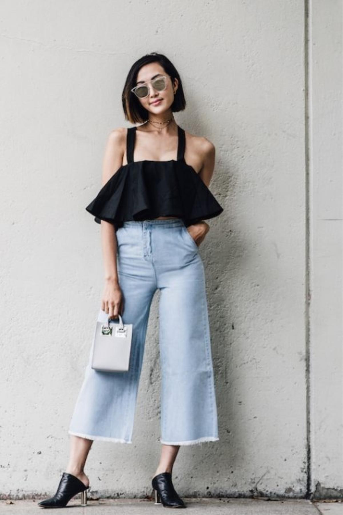 Học cách 'hô biến' 6 phong cách khác nhau với quần Culottes Denim đơn giản Ảnh 6