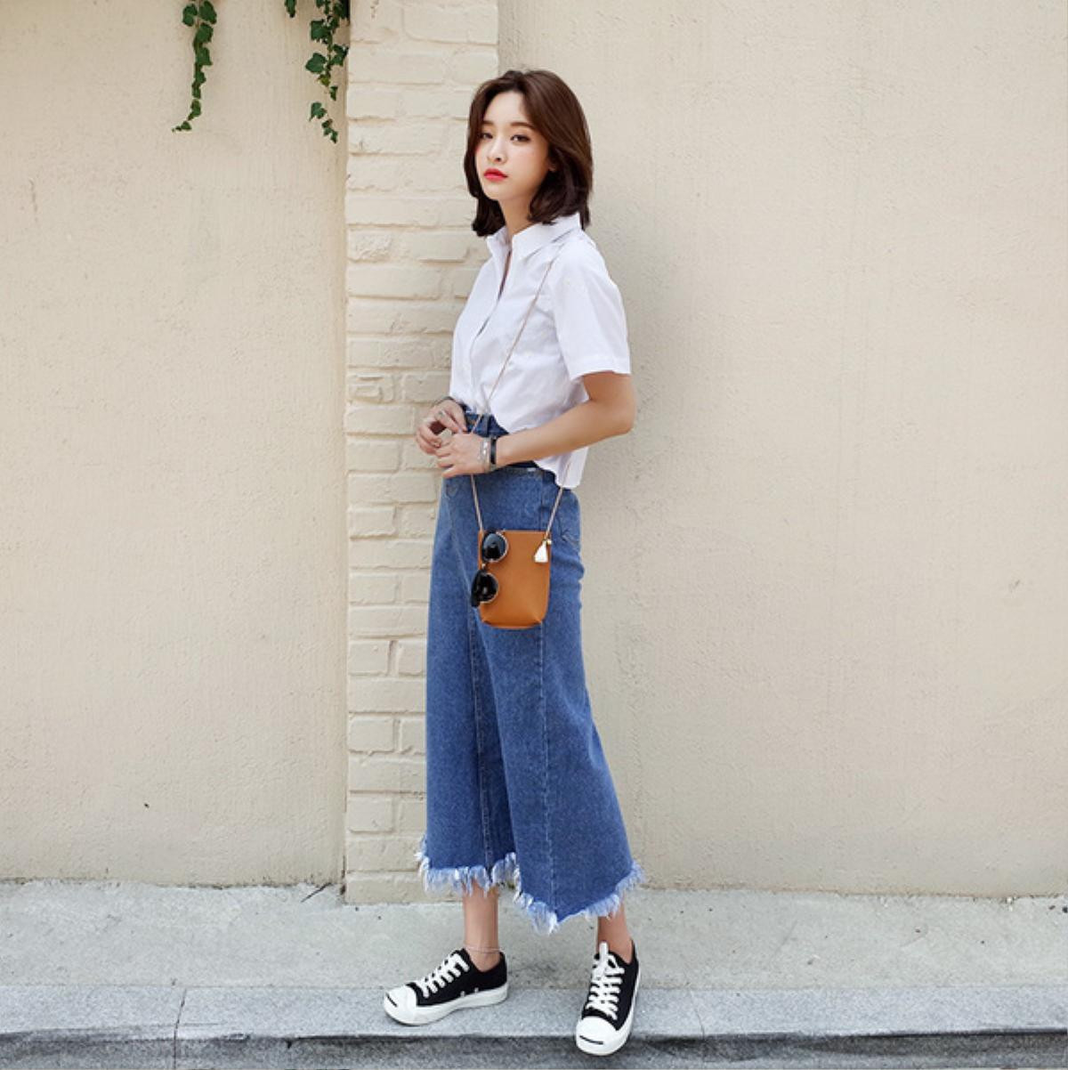 Học cách 'hô biến' 6 phong cách khác nhau với quần Culottes Denim đơn giản Ảnh 3