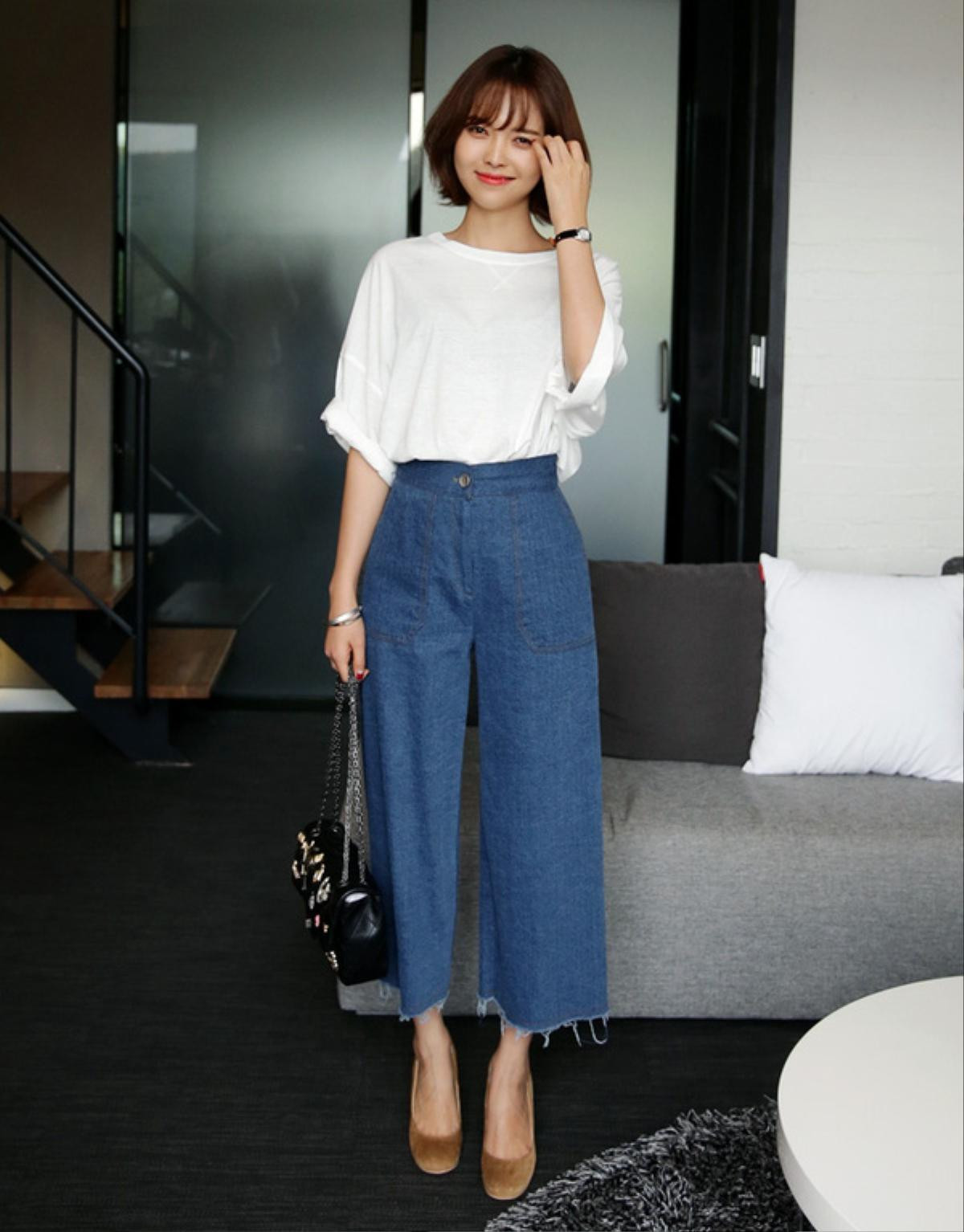 Học cách 'hô biến' 6 phong cách khác nhau với quần Culottes Denim đơn giản Ảnh 12