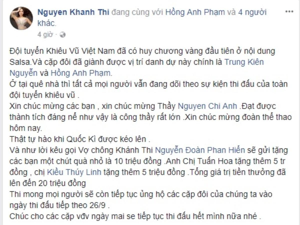 Khánh Thi thưởng nóng cho học trò của Chí Anh vô địch giải Châu Á Ảnh 3