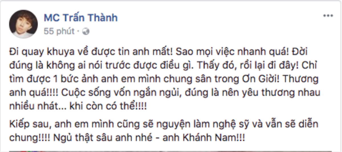 Sao Việt tiếc thương trước sự ra đi đột ngột của nghệ sĩ hài Khánh Nam Ảnh 10