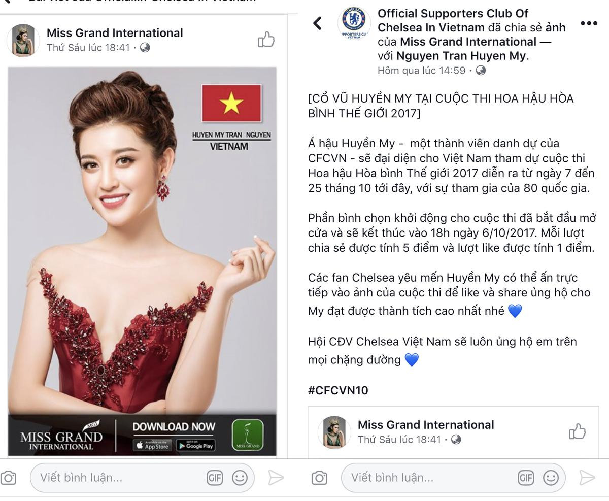 Nửa triệu fan Chelsea ‘tiếp lửa' Á hậu Huyền My thi Miss Grand International 2017 Ảnh 1