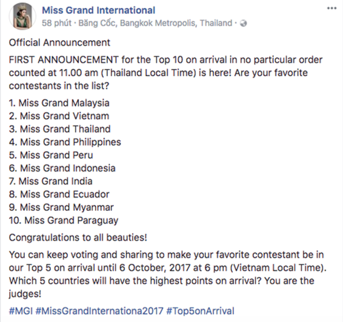 Á hậu Huyền My thuộc Top dẫn đầu thí sinh được yêu thích nhất của Miss Grand International Ảnh 1