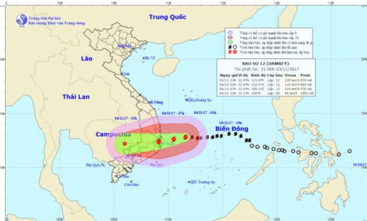 Bão Damrey tăng cấp: Quảng Nam - Ninh Thuận đêm nay mưa lớn Ảnh 1