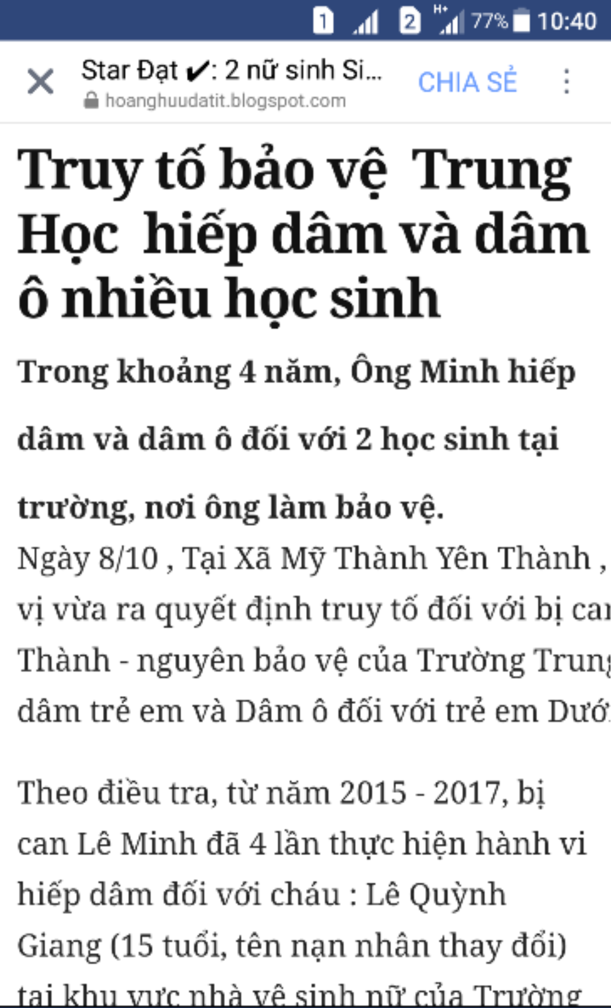 Một nam sinh tung tin bảo vệ trường THCS hiếp dâm nhiều bạn nữ Ảnh 1