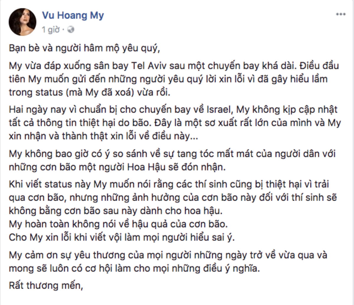 Hoàng My xin lỗi sau phát ngôn bão số 12 chẳng nhằm gì với những cơn bão cho đương kim hoa hậu Ảnh 1