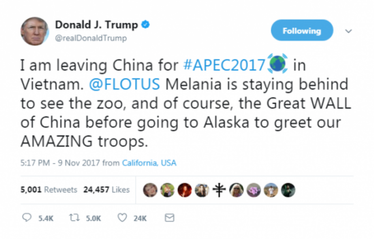 Tổng thống Trump đăng Twitter đến Việt Nam Ảnh 1