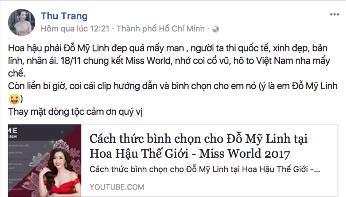 Lan Khuê, Thu Thảo kêu gọi bình chọn cho Đỗ Mỹ Linh trước thềm chung kết Miss World 2017 Ảnh 7