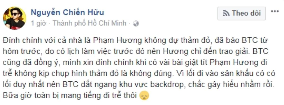 Phạm Hương lên tiếng trước ồn ào 'đi trễ' tại MAMA 2017 Ảnh 2