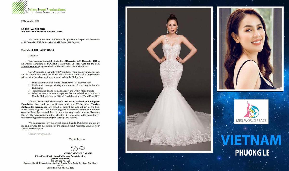 Á hậu Phương Lê đại diện Việt Nam tham dự Mrs World Peace 2017 Ảnh 1