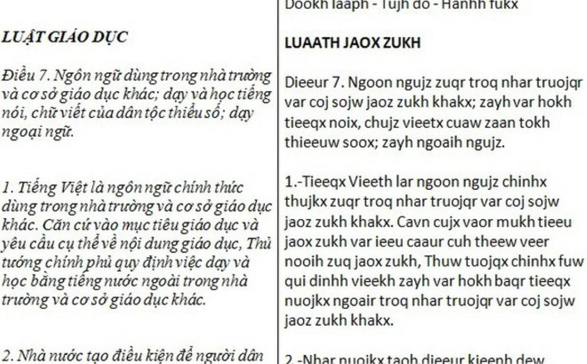 Thêm một đề xuất cải tiến: Tiếng Việt thành “Tieeqx Vieeth” Ảnh 1