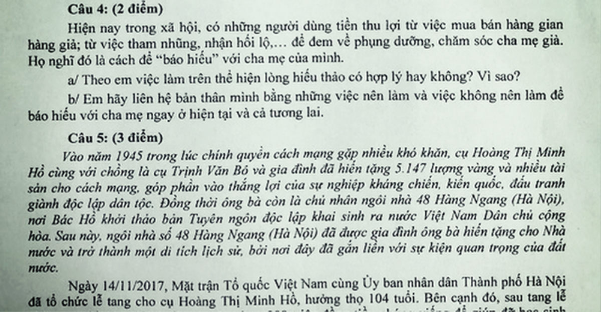 'Tham nhũng, nhận hối lộ để báo hiếu' vào đề thi học kỳ Ảnh 2