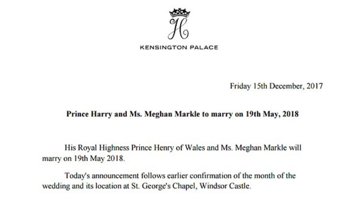 Tiết lộ ngày cưới của Hoàng tử Harry và vị hôn thê Meghan Markle Ảnh 1