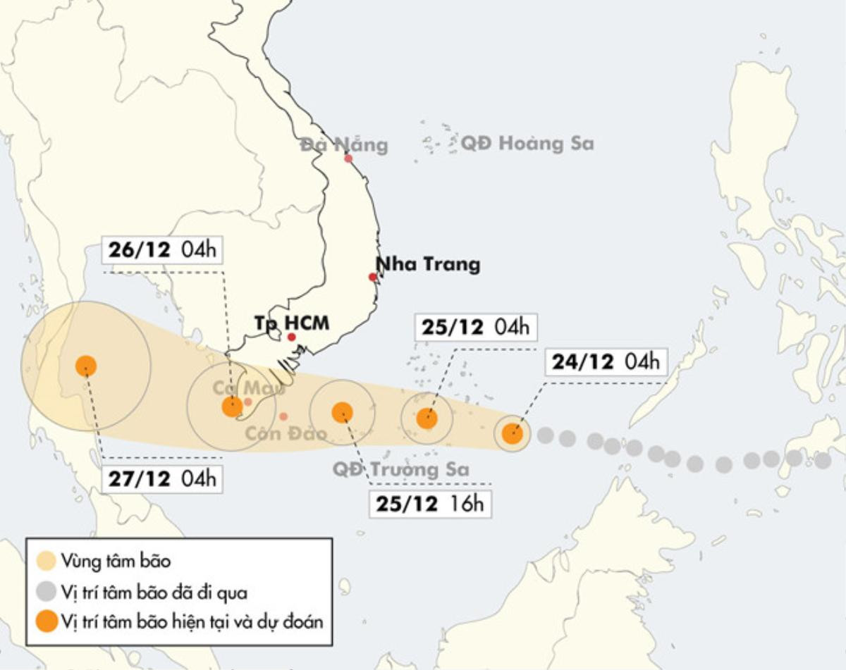 Bão Tembin tăng tốc, gió giật cấp 13, sóng cao 10m thẳng tiến Nam bộ Ảnh 1